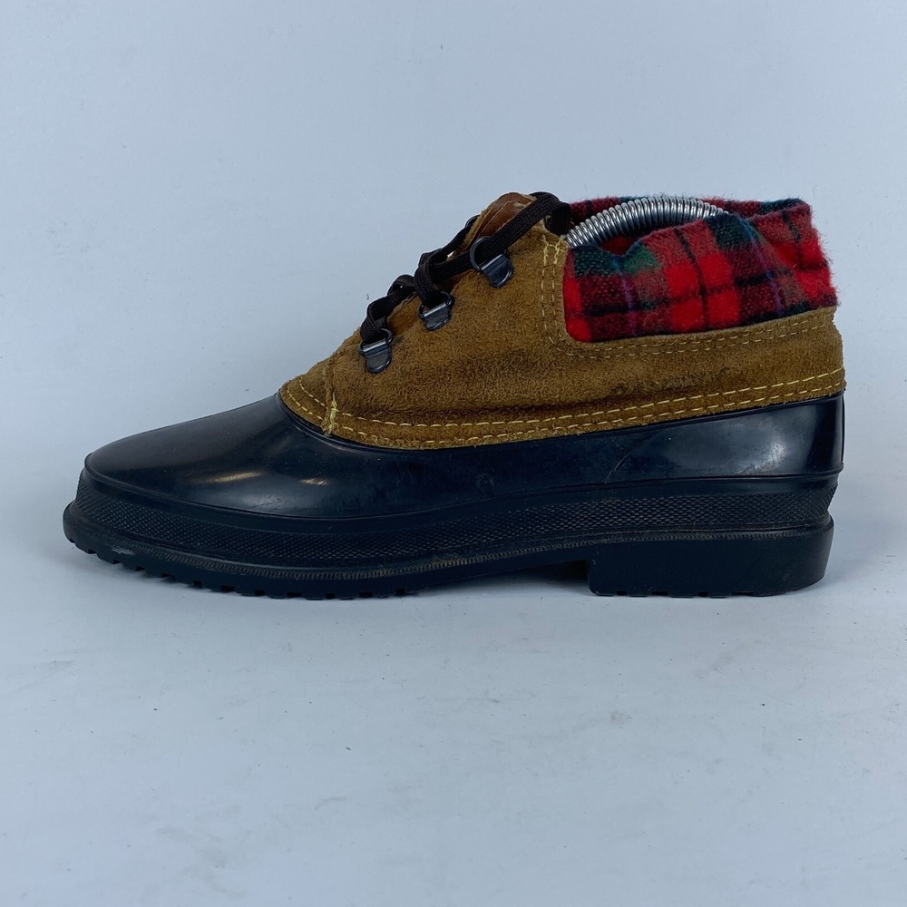 Danexx Duck Ankle Snow Boots Womens Size 8‎ Black Brown Suede Flannel Style Trim - Picture 6 of 10